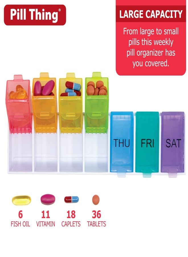 pill thing Weekly Pill Organizer, 7 Day Rainbow Detachable Compartments, Medicine Box for Supplement Vitamin (Weekly - 1 Pack) - Image 2